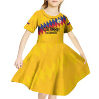 Custom World Football 2026 Colombia Kid Short Sleeve Dress Vamos Los Cafeteros - Wonder Print Shop