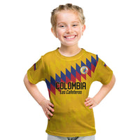 Custom World Football 2026 Colombia Kid T Shirt Vamos Los Cafeteros - Wonder Print Shop