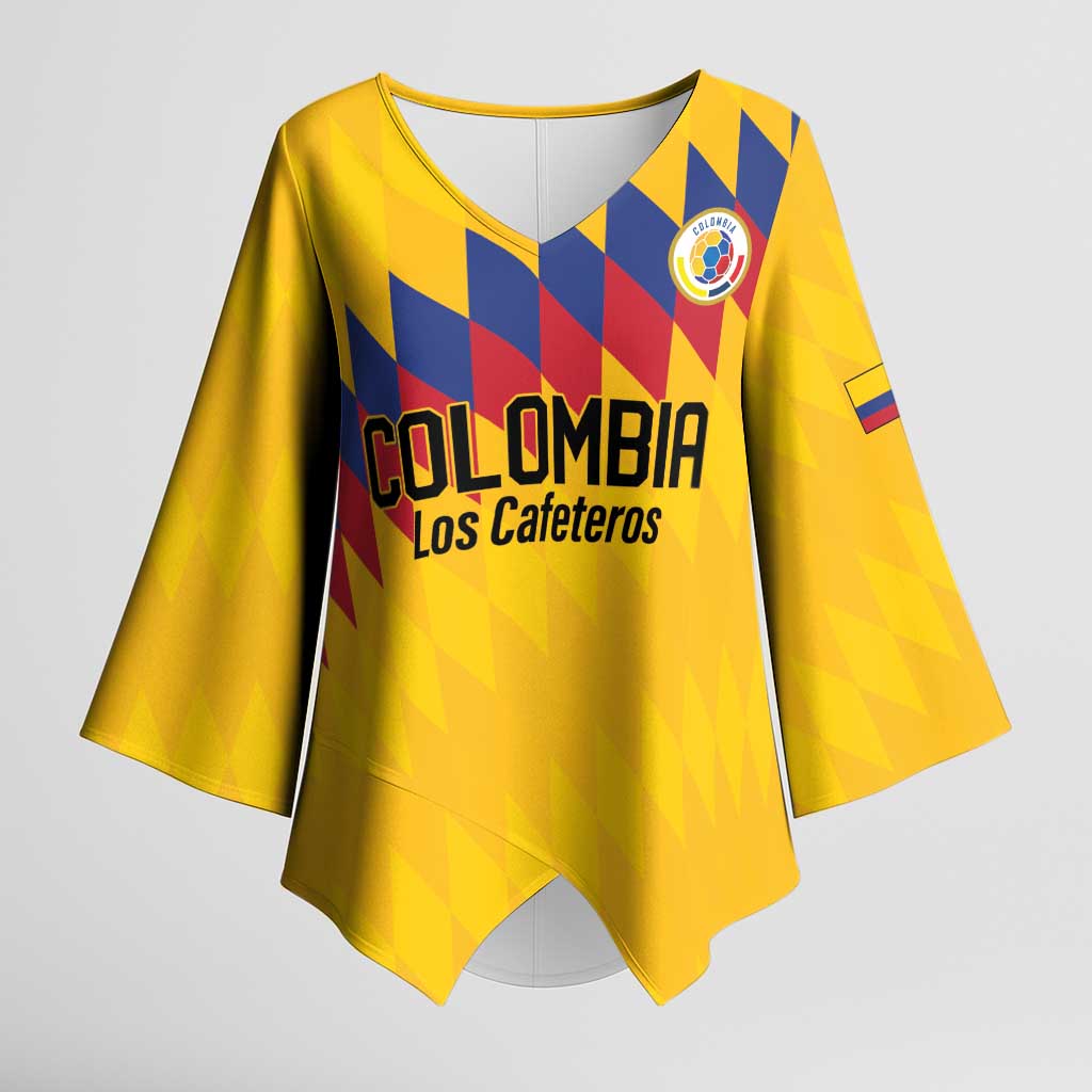 Custom World Football 2026 Colombia Kimono Sleeve Blouse Vamos Los Cafeteros - Wonder Print Shop
