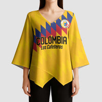Custom World Football 2026 Colombia Kimono Sleeve Blouse Vamos Los Cafeteros - Wonder Print Shop