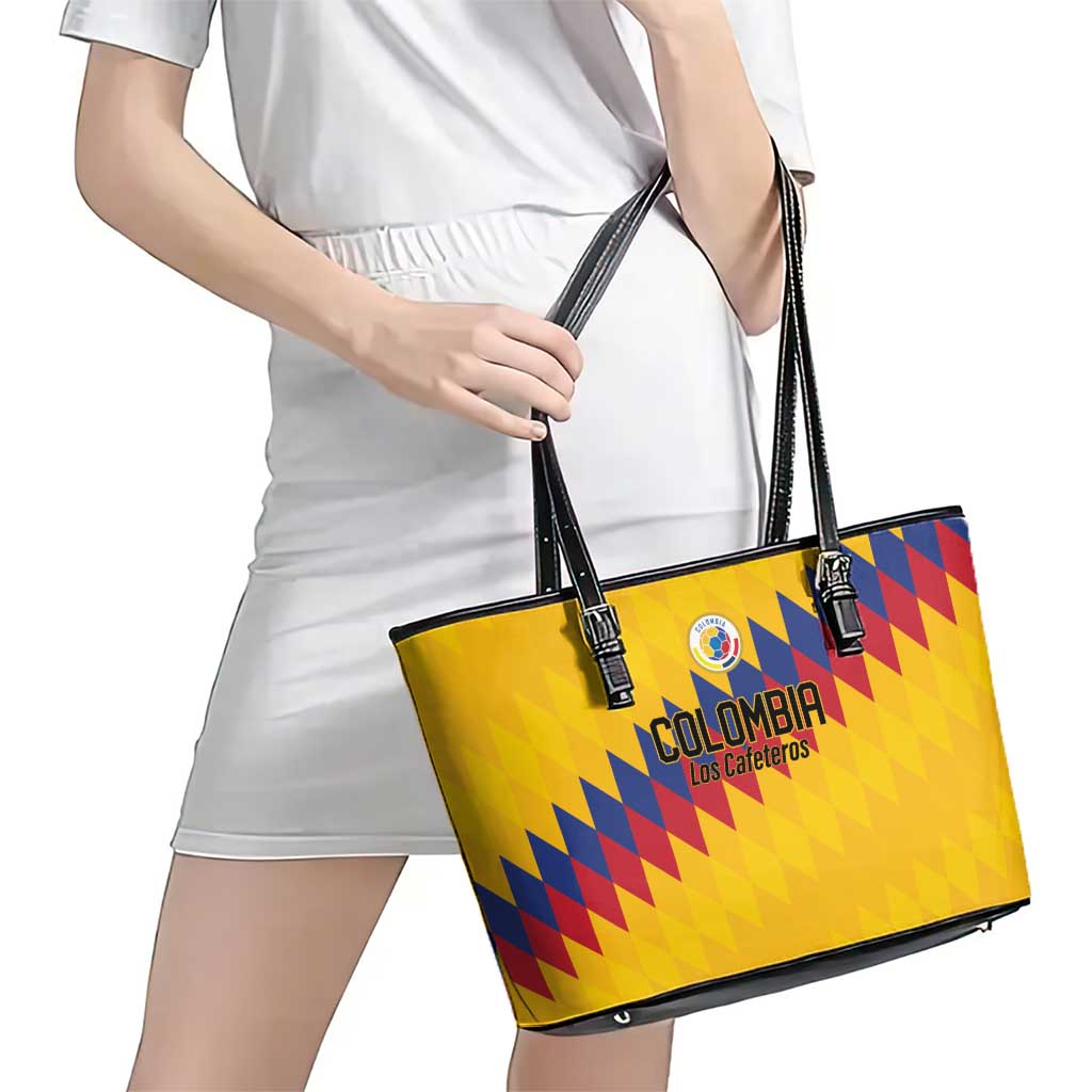 World Football 2026 Colombia Leather Tote Bag Vamos Los Cafeteros - Wonder Print Shop