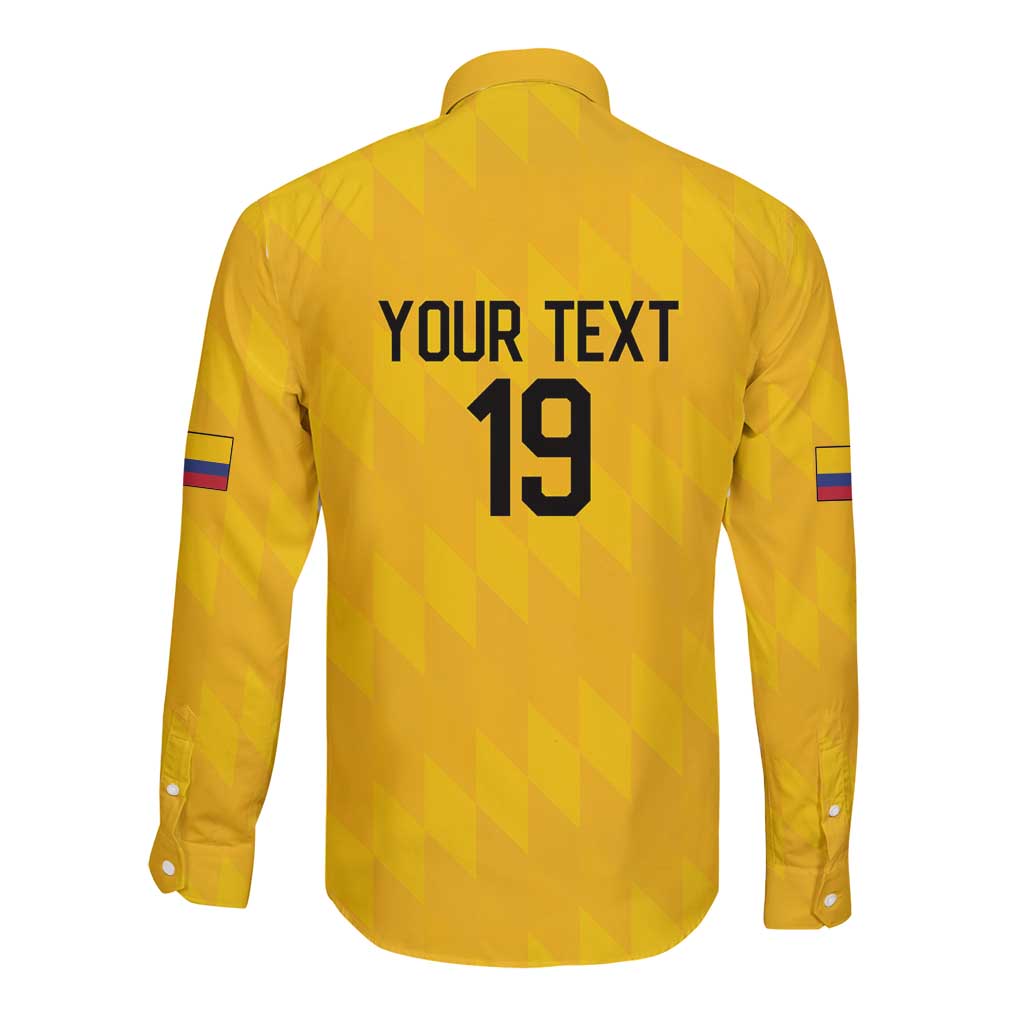 Custom World Football 2026 Colombia Long Sleeve Button Shirt Vamos Los Cafeteros - Wonder Print Shop