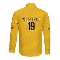 Custom World Football 2026 Colombia Long Sleeve Button Shirt Vamos Los Cafeteros - Wonder Print Shop
