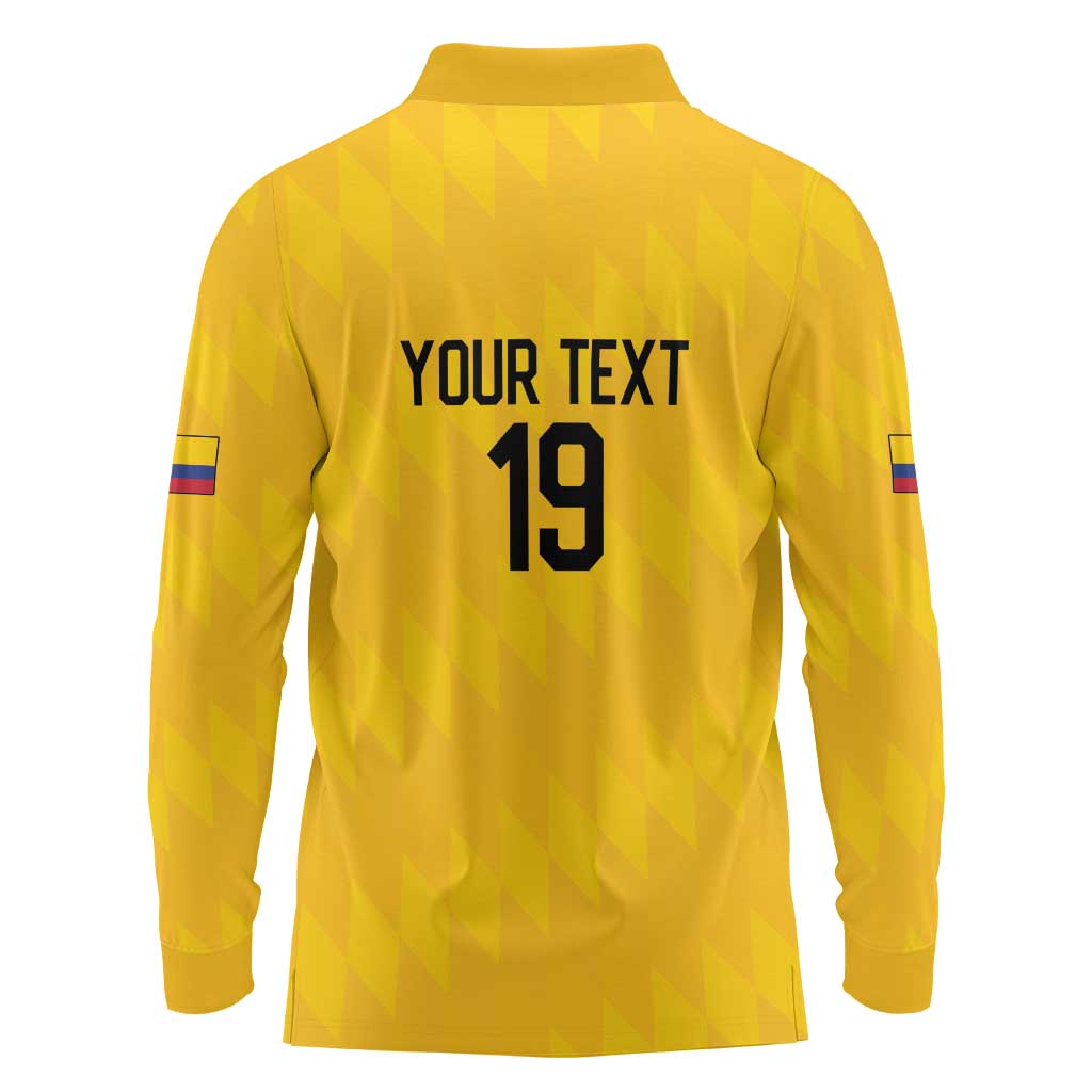 Custom World Football 2026 Colombia Long Sleeve Polo Shirt Vamos Los Cafeteros - Wonder Print Shop