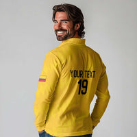 Custom World Football 2026 Colombia Long Sleeve Polo Shirt Vamos Los Cafeteros - Wonder Print Shop