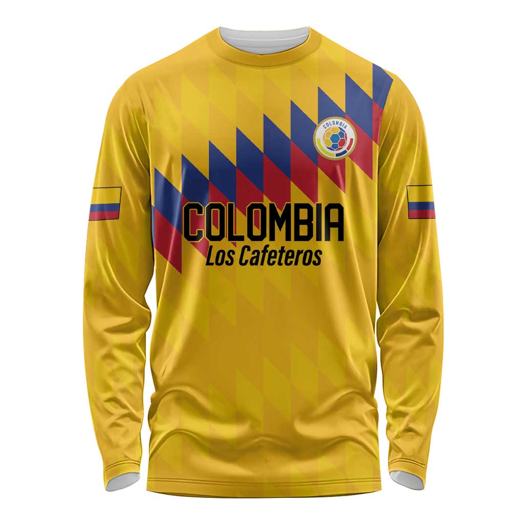 Custom World Football 2026 Colombia Long Sleeve Shirt Vamos Los Cafeteros - Wonder Print Shop