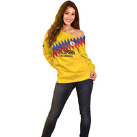 Custom World Football 2026 Colombia Off Shoulder Sweater Vamos Los Cafeteros - Wonder Print Shop