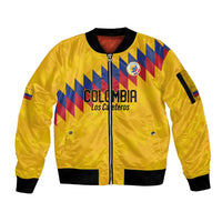 Custom World Football 2026 Colombia Sleeve Zip Bomber Jacket Vamos Los Cafeteros - Wonder Print Shop