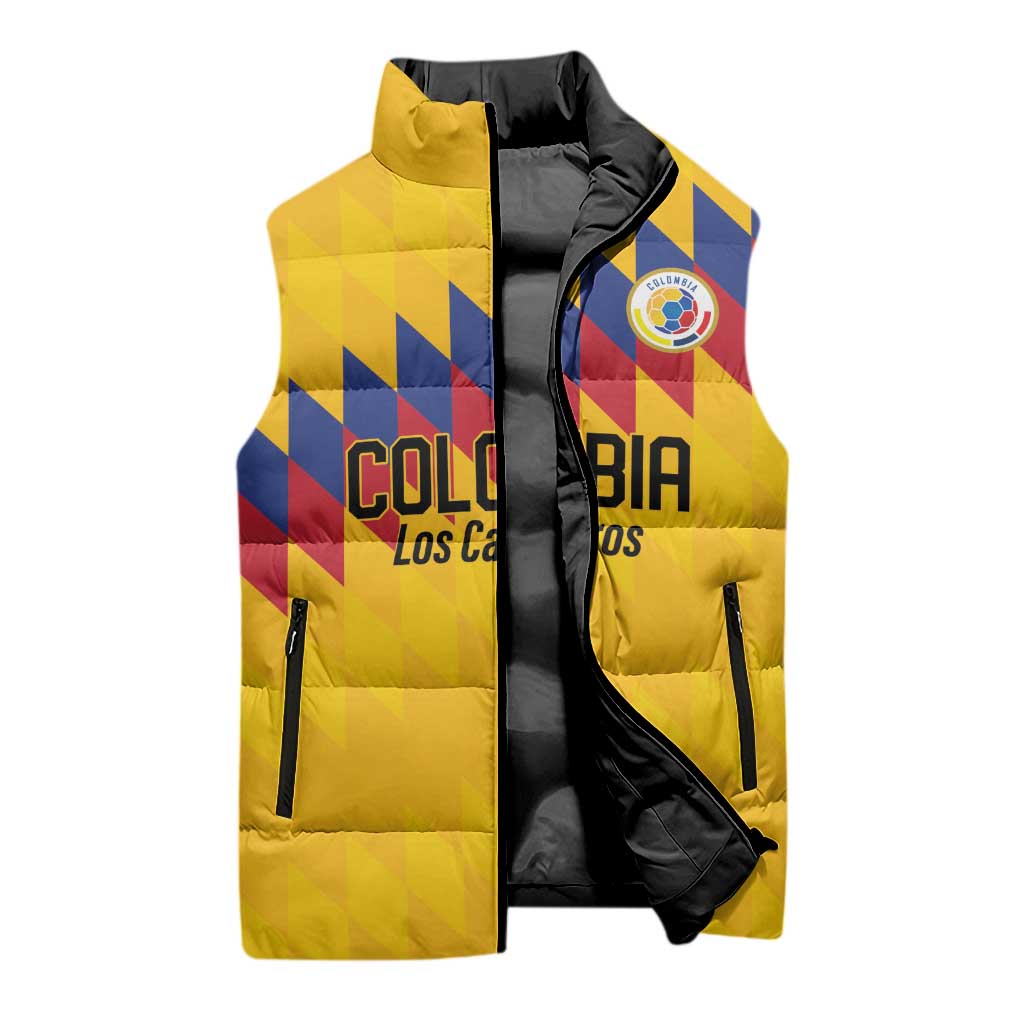 Custom World Football 2026 Colombia Sleeveless Puffer Jacket Vamos Los Cafeteros - Wonder Print Shop