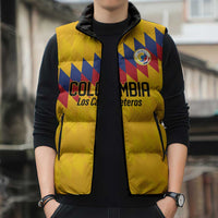Custom World Football 2026 Colombia Sleeveless Puffer Jacket Vamos Los Cafeteros - Wonder Print Shop
