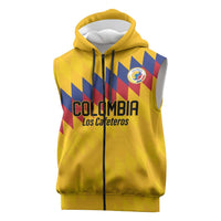 Custom World Football 2026 Colombia Sleeveless Zip Hoodie Vamos Los Cafeteros - Wonder Print Shop