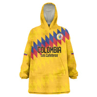 Custom World Football 2026 Colombia Wearable Blanket Hoodie Vamos Los Cafeteros - Wonder Print Shop