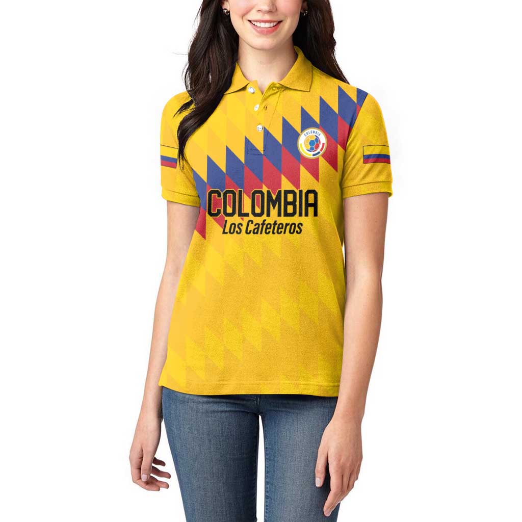 Custom World Football 2026 Colombia Women Polo Shirt Vamos Los Cafeteros - Wonder Print Shop