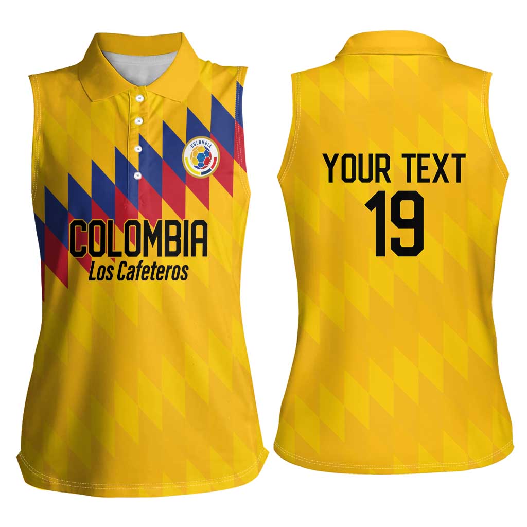 Custom World Football 2026 Colombia Women Sleeveless Polo Shirt Vamos Los Cafeteros - Wonder Print Shop