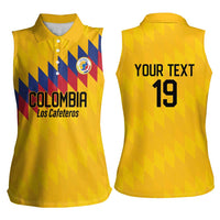 Custom World Football 2026 Colombia Women Sleeveless Polo Shirt Vamos Los Cafeteros - Wonder Print Shop
