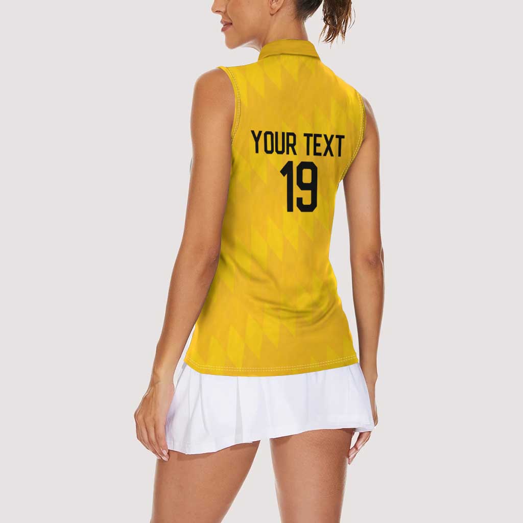 Custom World Football 2026 Colombia Women Sleeveless Polo Shirt Vamos Los Cafeteros - Wonder Print Shop
