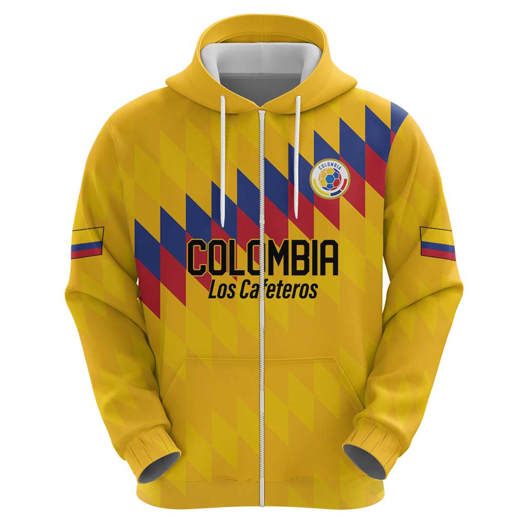 Custom World Football 2026 Colombia Zip Hoodie Vamos Los Cafeteros - Wonder Print Shop
