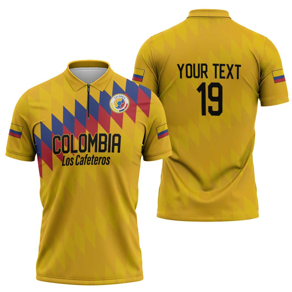 Custom World Football 2026 Colombia Zipper Polo Shirt Vamos Los Cafeteros - Wonder Print Shop