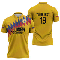 Custom World Football 2026 Colombia Zipper Polo Shirt Vamos Los Cafeteros - Wonder Print Shop