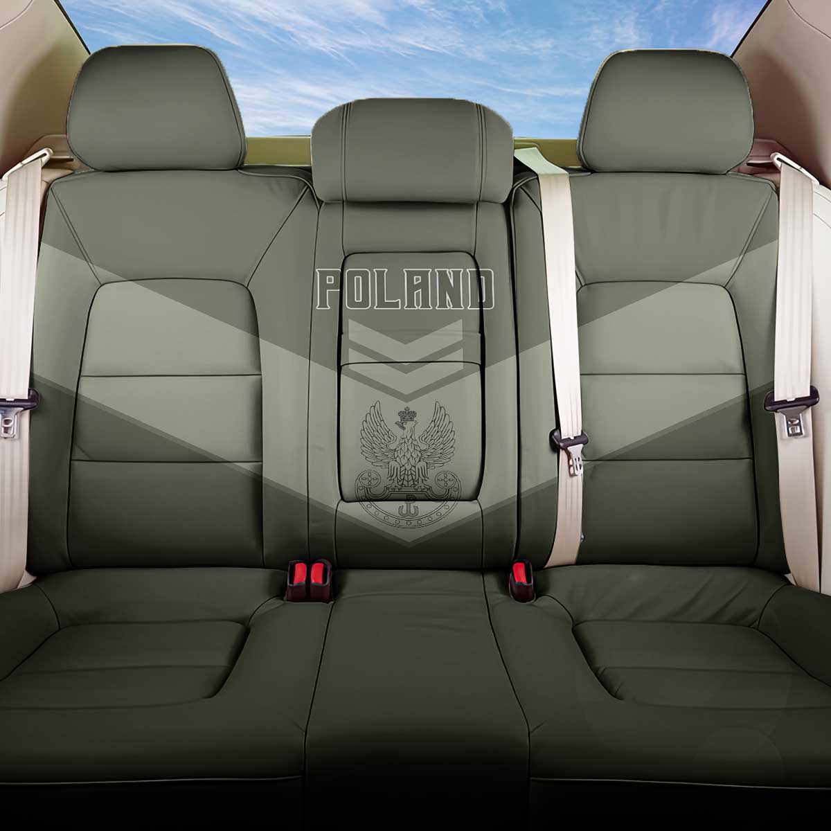 Poland Home Army Back Car Seat Cover Armia Krajowa Military Eagle Chevron Design