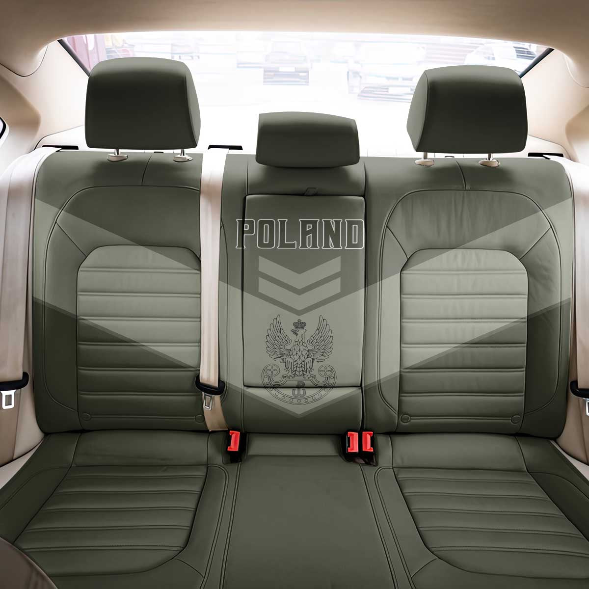 Poland Home Army Back Car Seat Cover Armia Krajowa Military Eagle Chevron Design