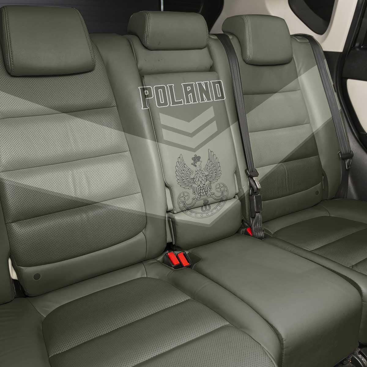 Poland Home Army Back Car Seat Cover Armia Krajowa Military Eagle Chevron Design
