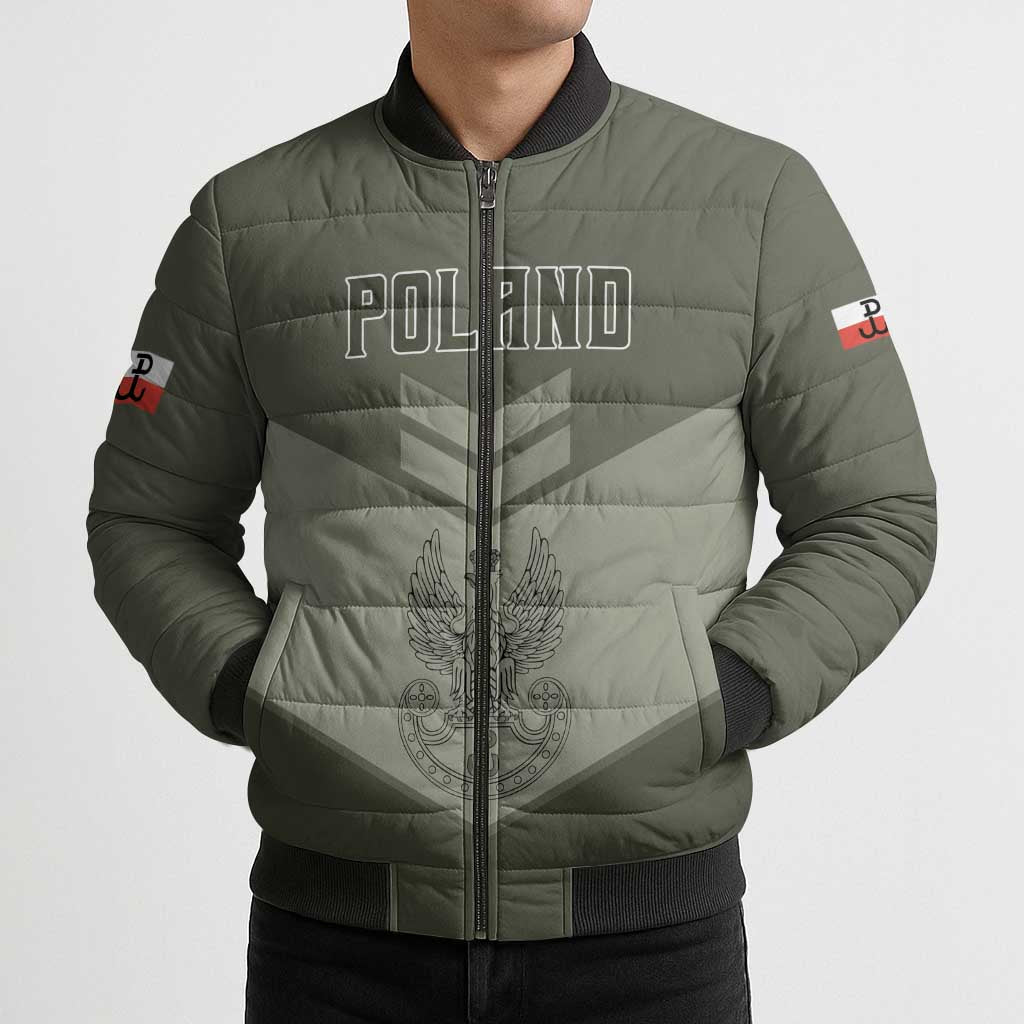 Personalized Poland Home Army Bomber Puffer Jacket Armia Krajowa Military Eagle Chevron Design