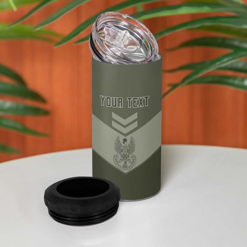 Personalized Poland Home Army 4 in 1 Can Cooler Tumbler Armia Krajowa Military Eagle Chevron Design