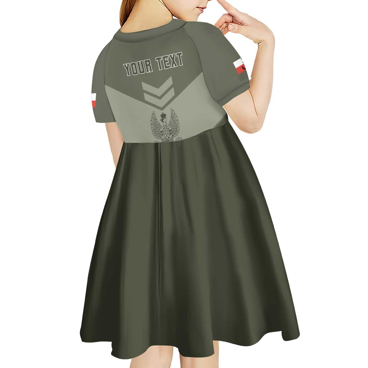 Personalized Poland Home Army Kid Short Sleeve Dress Armia Krajowa Military Eagle Chevron Design