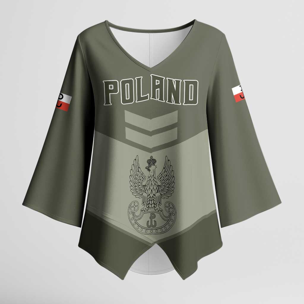 Personalized Poland Home Army Kimono Sleeve Blouse Armia Krajowa Military Eagle Chevron Design