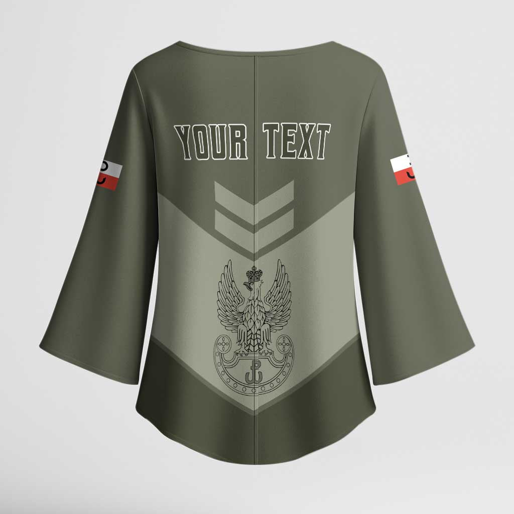 Personalized Poland Home Army Kimono Sleeve Blouse Armia Krajowa Military Eagle Chevron Design
