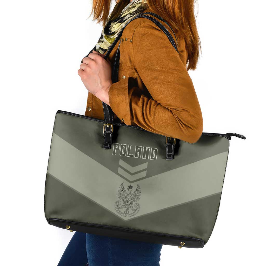 Poland Home Army Leather Tote Bag Armia Krajowa Military Eagle Chevron Design