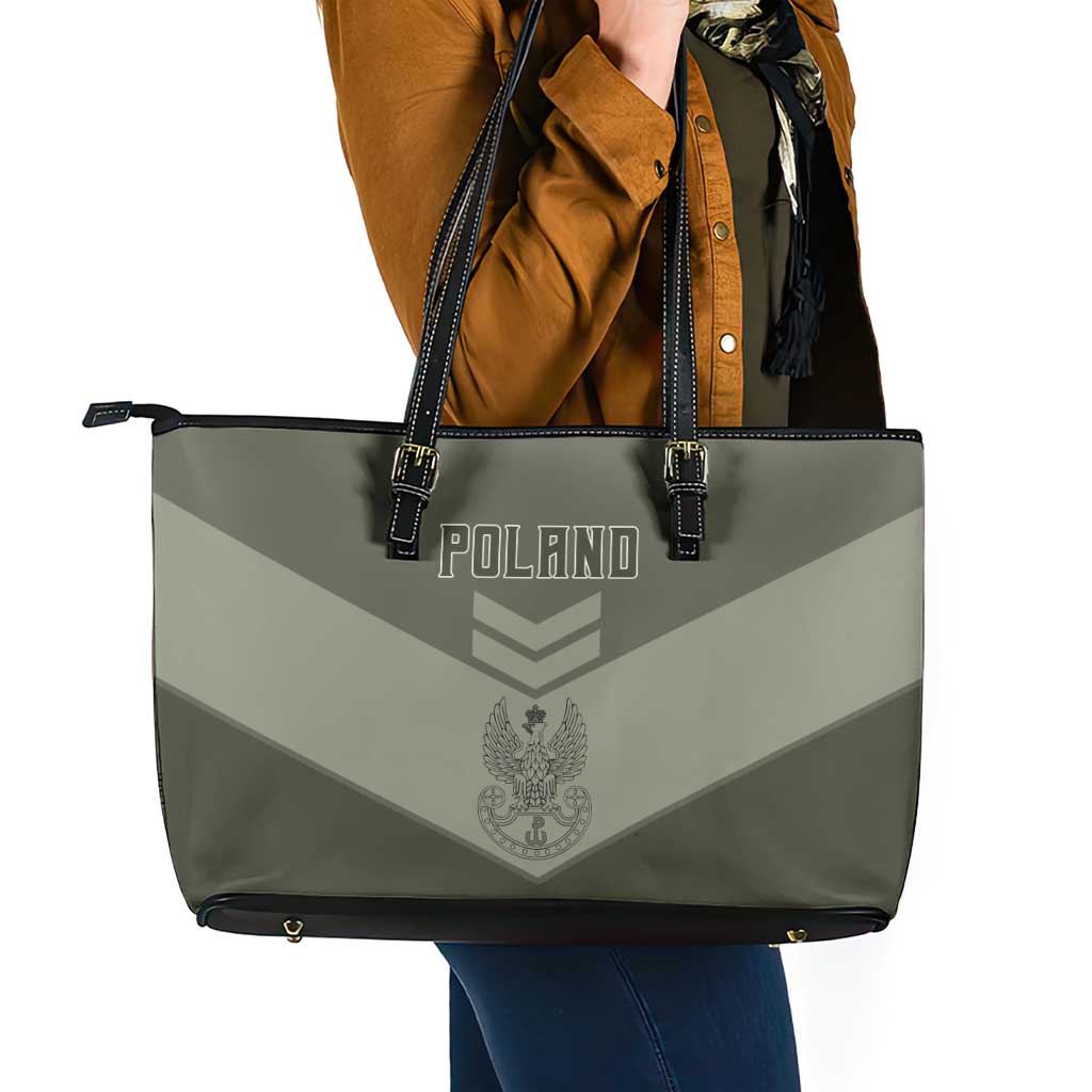Poland Home Army Leather Tote Bag Armia Krajowa Military Eagle Chevron Design