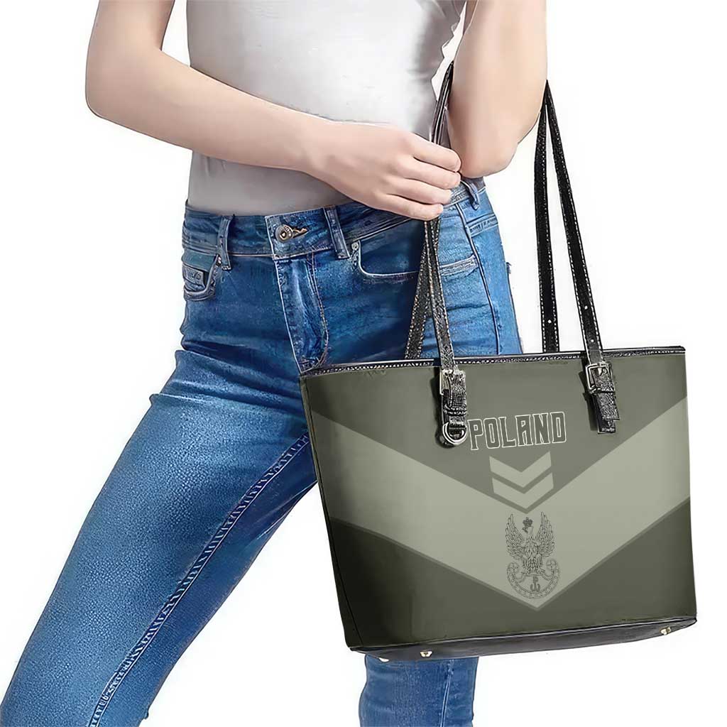 Poland Home Army Leather Tote Bag Armia Krajowa Military Eagle Chevron Design