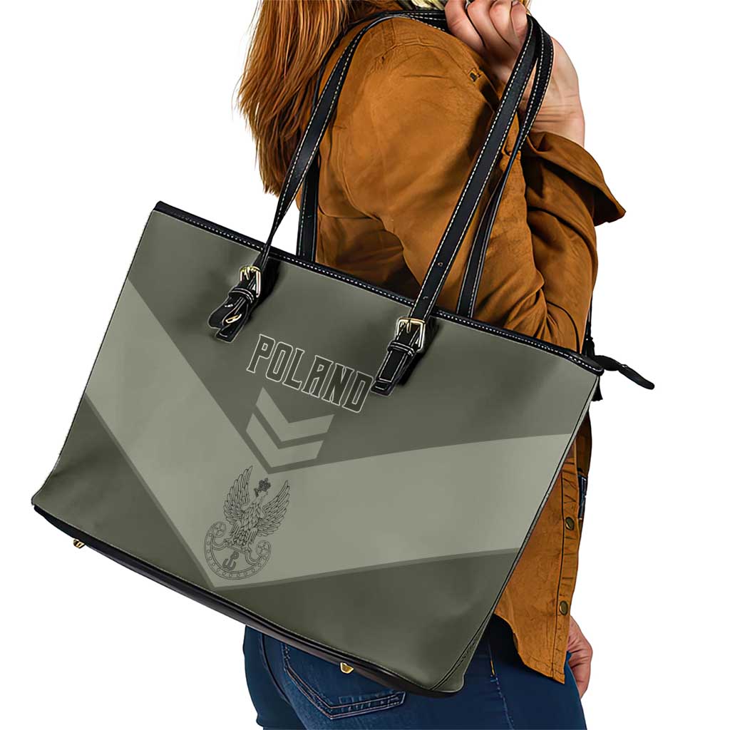 Poland Home Army Leather Tote Bag Armia Krajowa Military Eagle Chevron Design