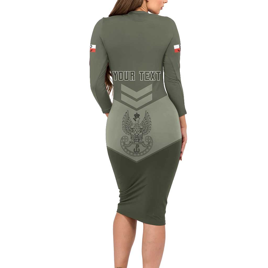 Personalized Poland Home Army Long Sleeve Bodycon Dress Armia Krajowa Military Eagle Chevron Design