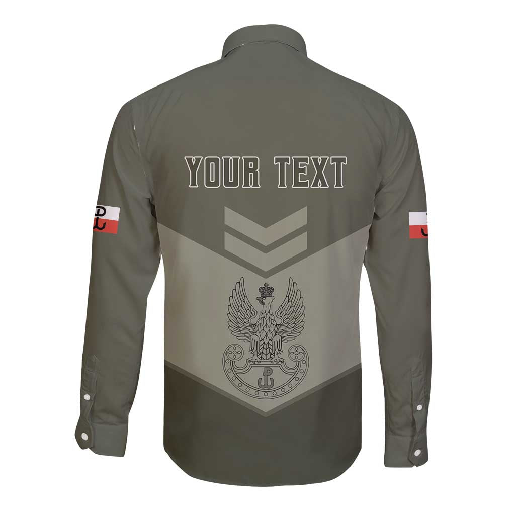 Personalized Poland Home Army Long Sleeve Button Shirt Armia Krajowa Military Eagle Chevron Design