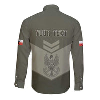 Personalized Poland Home Army Long Sleeve Button Shirt Armia Krajowa Military Eagle Chevron Design