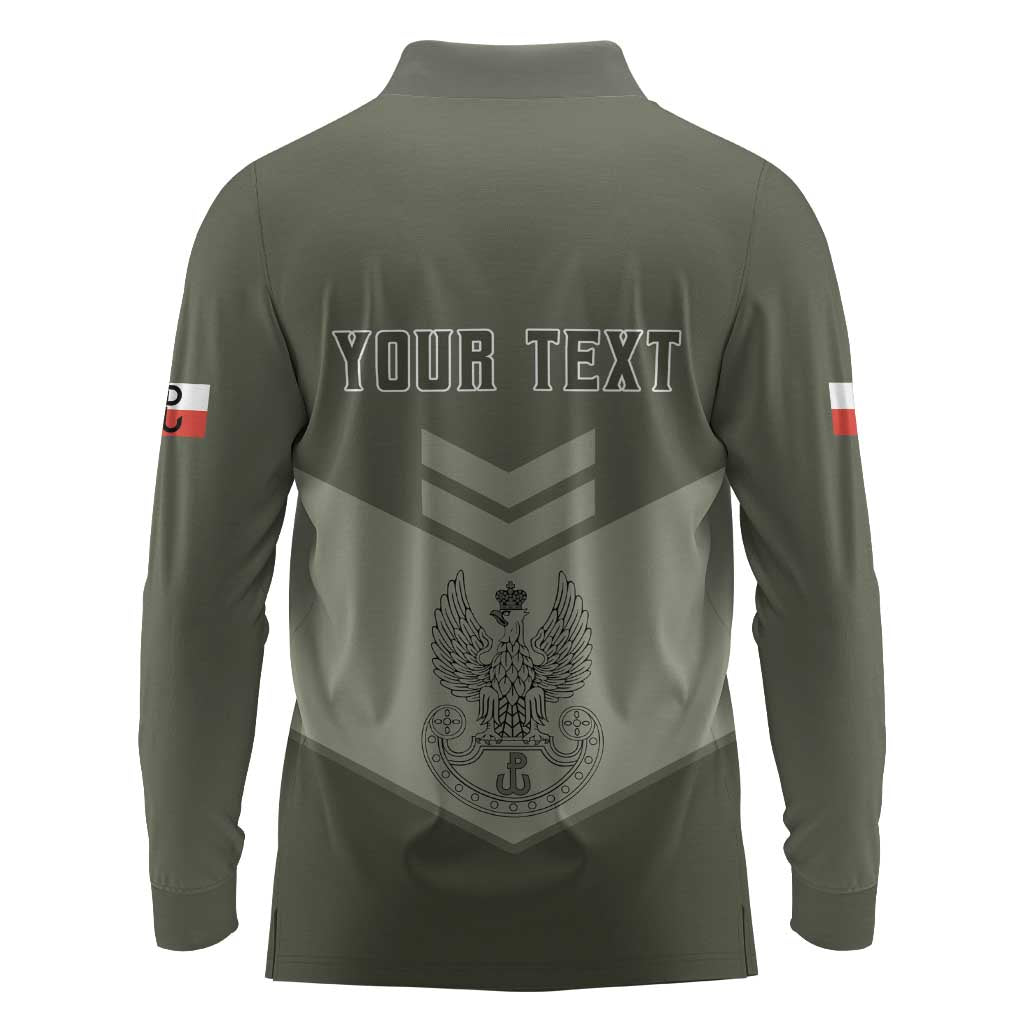 Personalized Poland Home Army Long Sleeve Polo Shirt Armia Krajowa Military Eagle Chevron Design