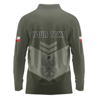 Personalized Poland Home Army Long Sleeve Polo Shirt Armia Krajowa Military Eagle Chevron Design