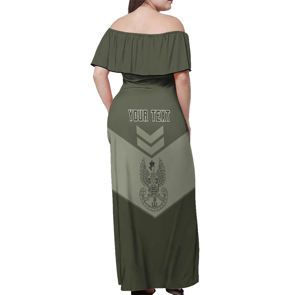 Personalized Poland Home Army Off Shoulder Maxi Dress Armia Krajowa Military Eagle Chevron Design