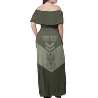 Personalized Poland Home Army Off Shoulder Maxi Dress Armia Krajowa Military Eagle Chevron Design