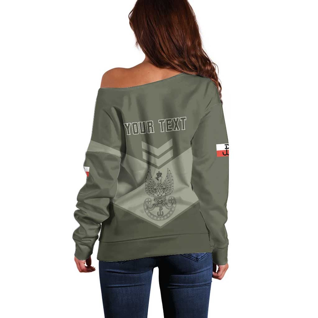 Personalized Poland Home Army Off Shoulder Sweater Armia Krajowa Military Eagle Chevron Design