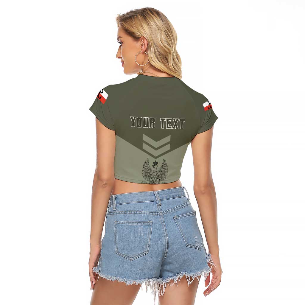 Personalized Poland Home Army Raglan Cropped T Shirt Armia Krajowa Military Eagle Chevron Design