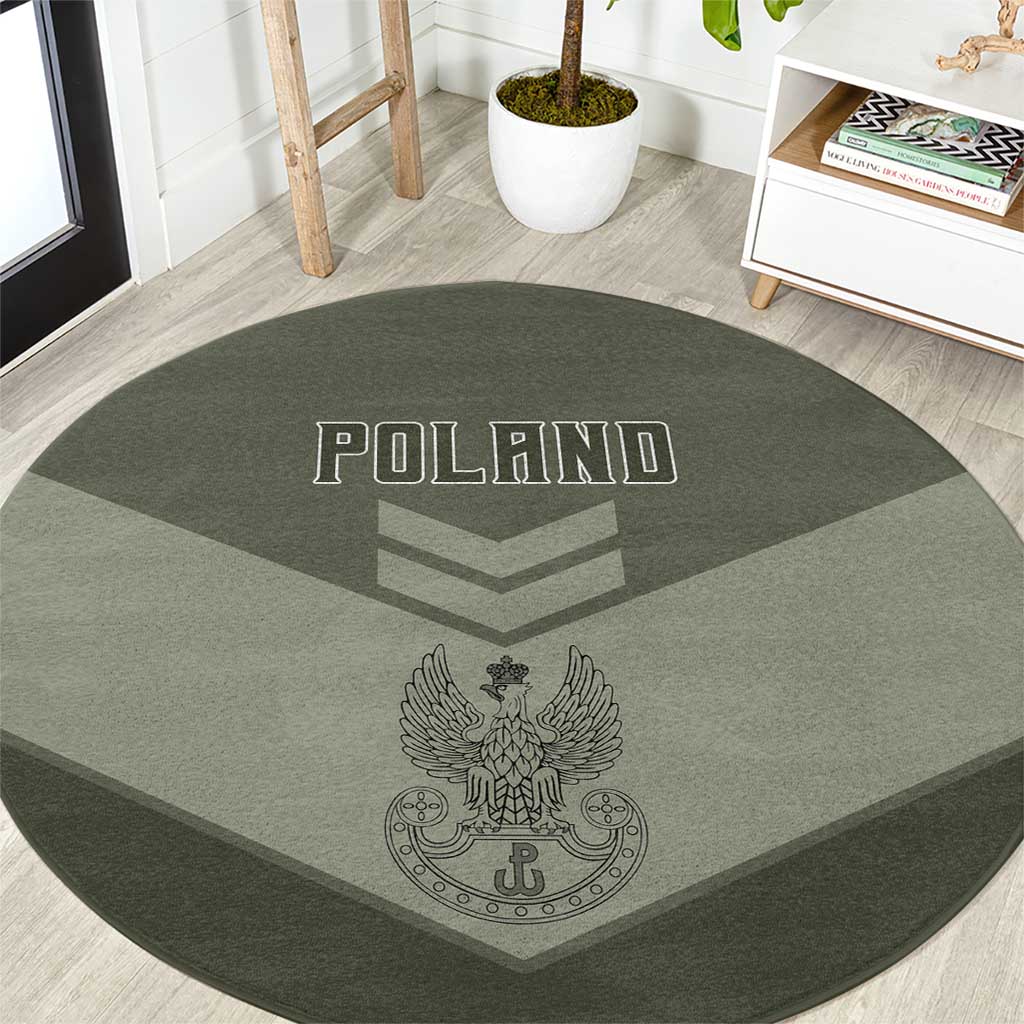 Poland Home Army Round Carpet Armia Krajowa Military Eagle Chevron Design