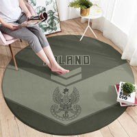 Poland Home Army Round Carpet Armia Krajowa Military Eagle Chevron Design