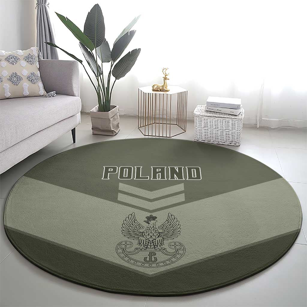 Poland Home Army Round Carpet Armia Krajowa Military Eagle Chevron Design