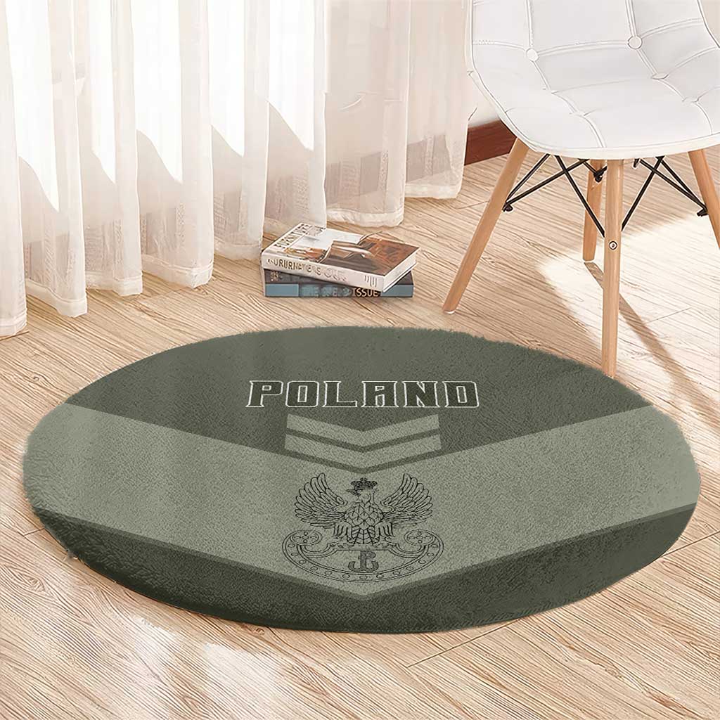 Poland Home Army Round Carpet Armia Krajowa Military Eagle Chevron Design