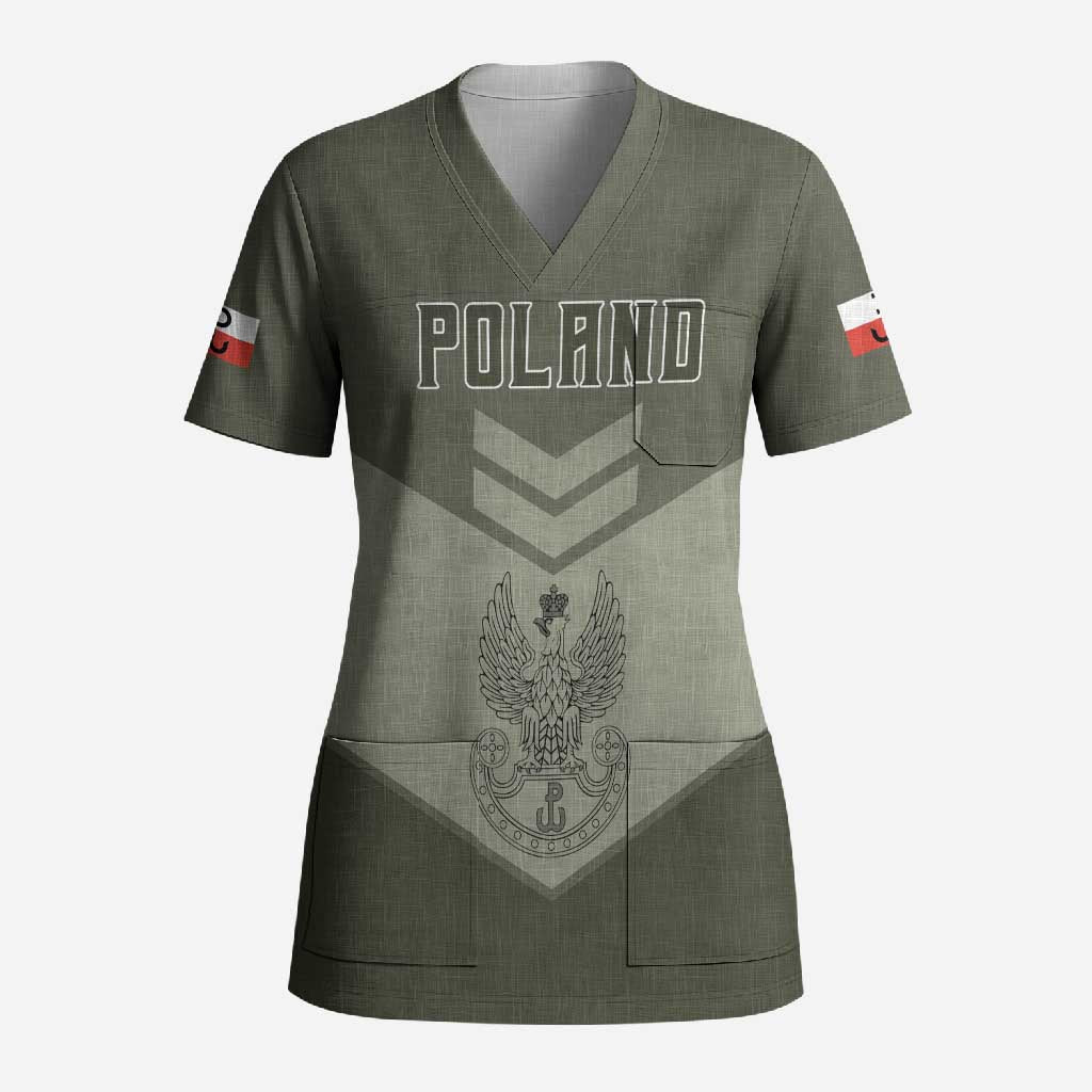 Personalized Poland Home Army Scrub Top Armia Krajowa Military Eagle Chevron Design