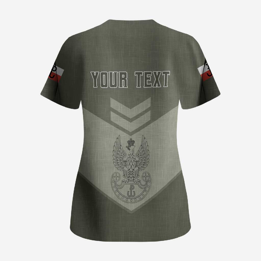 Personalized Poland Home Army Scrub Top Armia Krajowa Military Eagle Chevron Design
